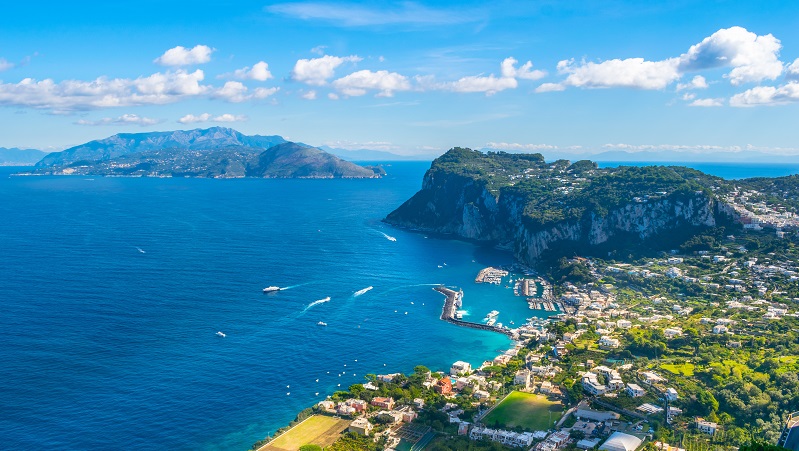 Vy över Capri från Villa San Michele